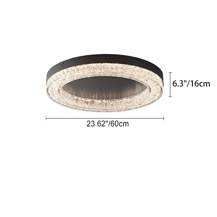 Lustre LED encastré moderne en résine et matériel rond avec fissures de glace pour salon 