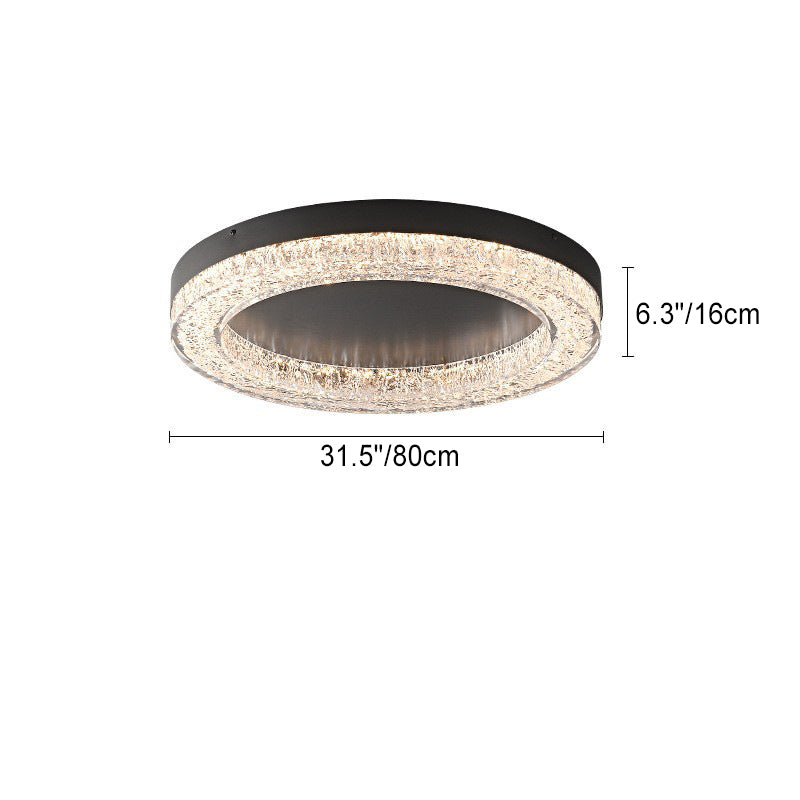 Lustre LED encastré moderne en résine et matériel rond avec fissures de glace pour salon 