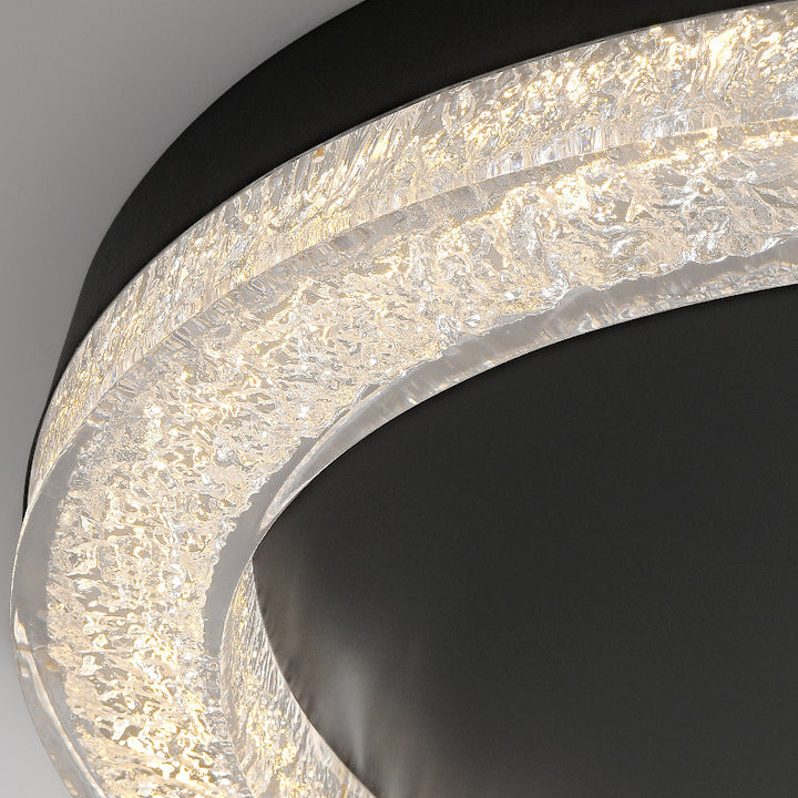 Lustre LED encastré moderne en résine et matériel rond avec fissures de glace pour salon 