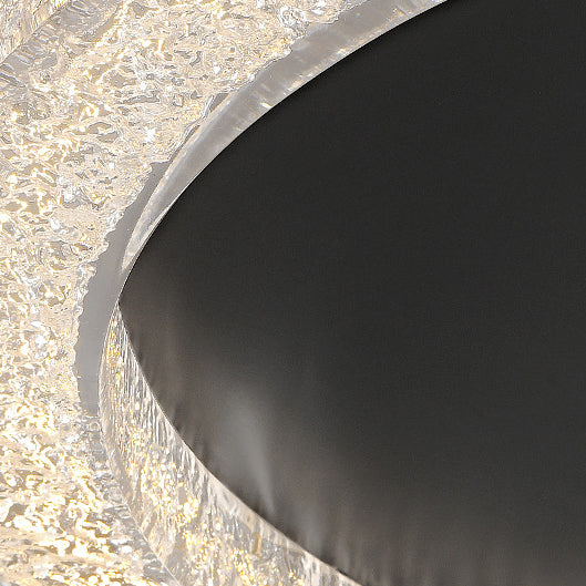 Lustre LED encastré moderne en résine et matériel rond avec fissures de glace pour salon 