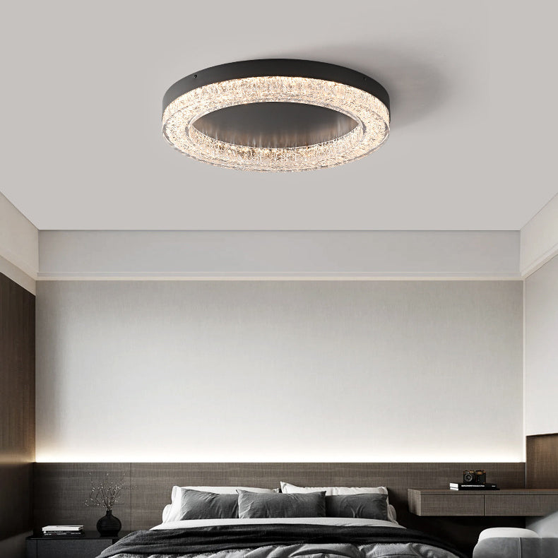 Lustre LED encastré moderne en résine et matériel rond avec fissures de glace pour salon 