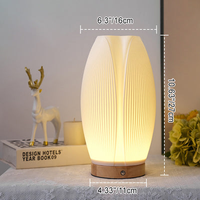 現代的なクリエイティブUSB 3Dカーブ波チューリップハリネズミ木製ベースPLA LEDテーブルランプナイトライト寝室用 