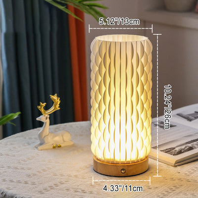 現代的なクリエイティブUSB 3Dカーブ波チューリップハリネズミ木製ベースPLA LEDテーブルランプナイトライト寝室用 