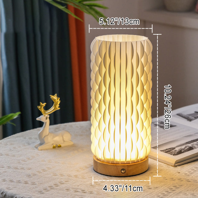 現代的なクリエイティブUSB 3Dカーブ波チューリップハリネズミ木製ベースPLA LEDテーブルランプナイトライト寝室用 