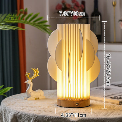 現代的なクリエイティブUSB 3Dカーブ波チューリップハリネズミ木製ベースPLA LEDテーブルランプナイトライト寝室用 