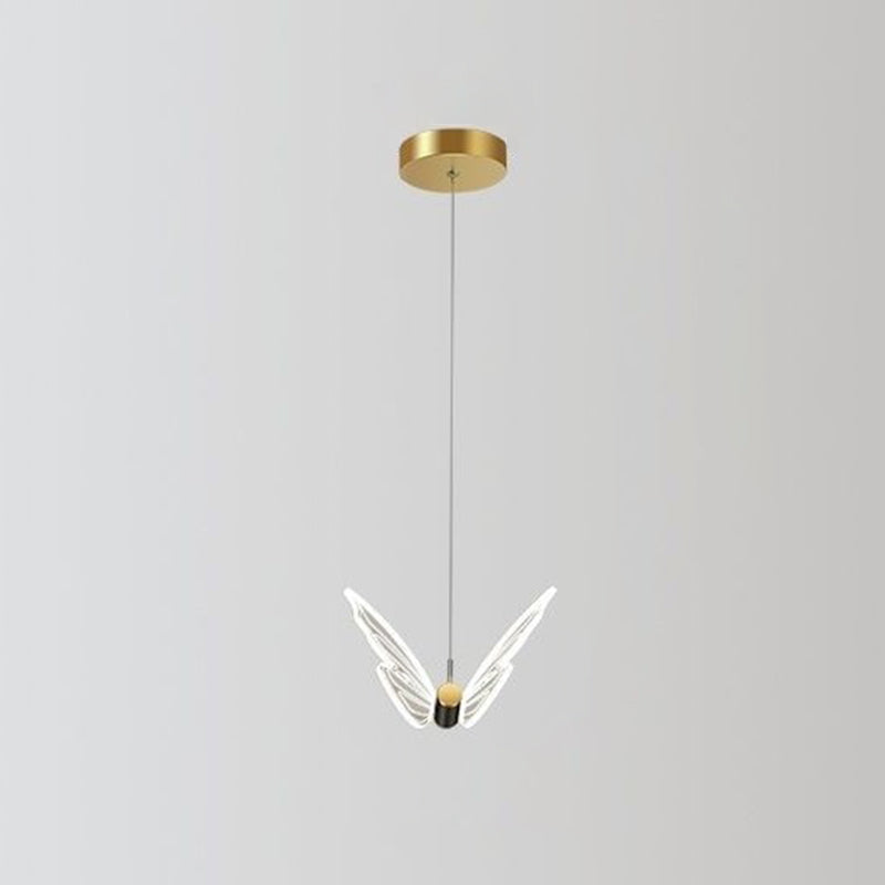 Lustre à LED en acrylique fer papillon moderne de luxe pour salon 