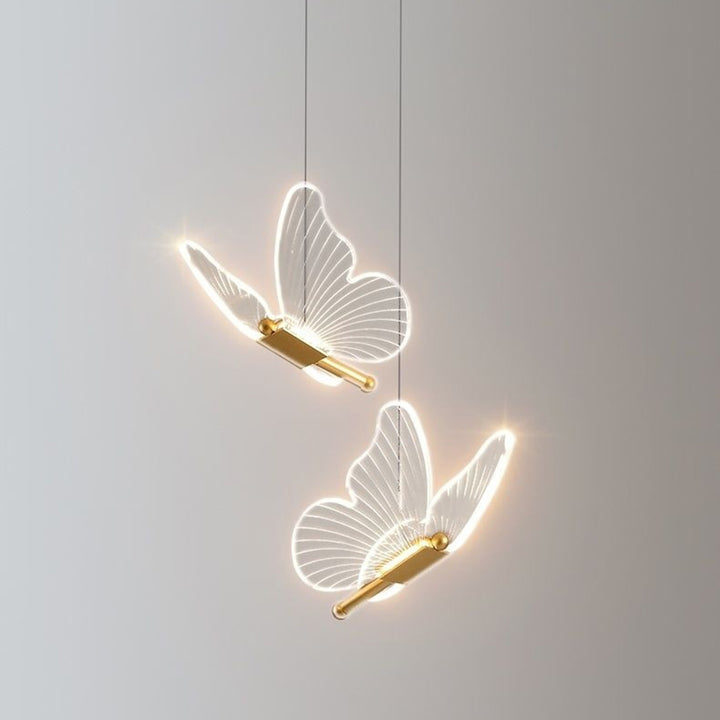 Lustre à LED en acrylique fer papillon moderne de luxe pour salon 