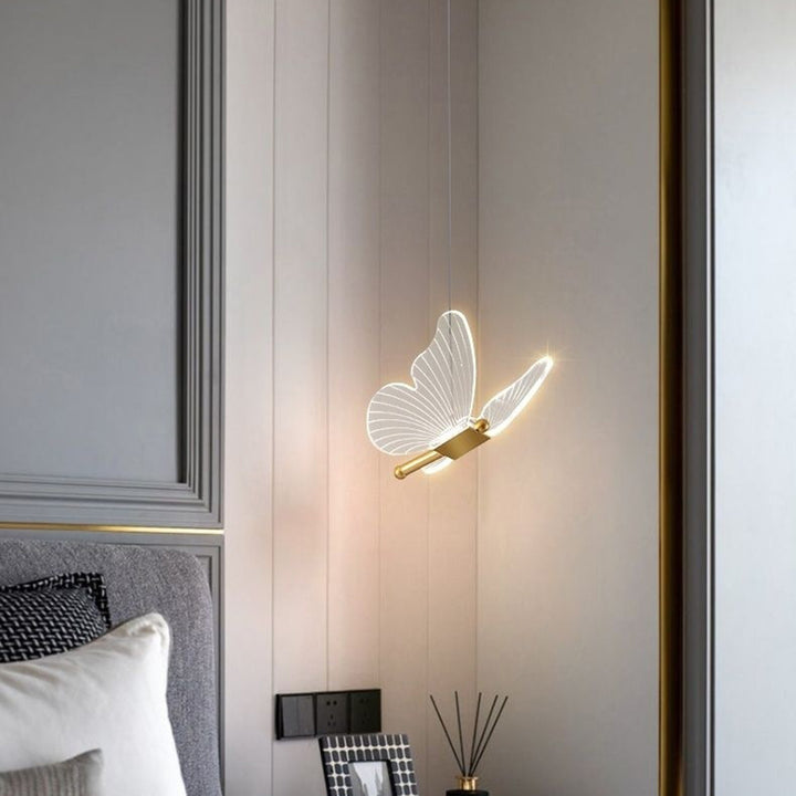 Lustre à LED en acrylique fer papillon moderne de luxe pour salon 