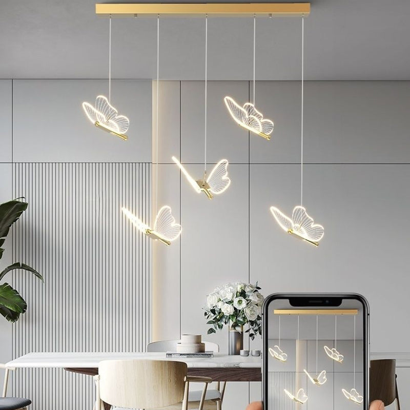 Modern Luxury Butterfly Iron Acrylic LED Chandelier For Living Room