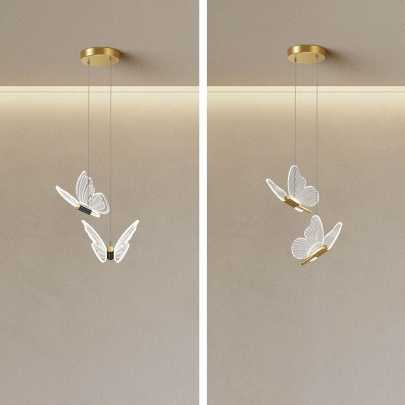 Modern Luxury Butterfly Iron Acrylic LED Chandelier For Living Room