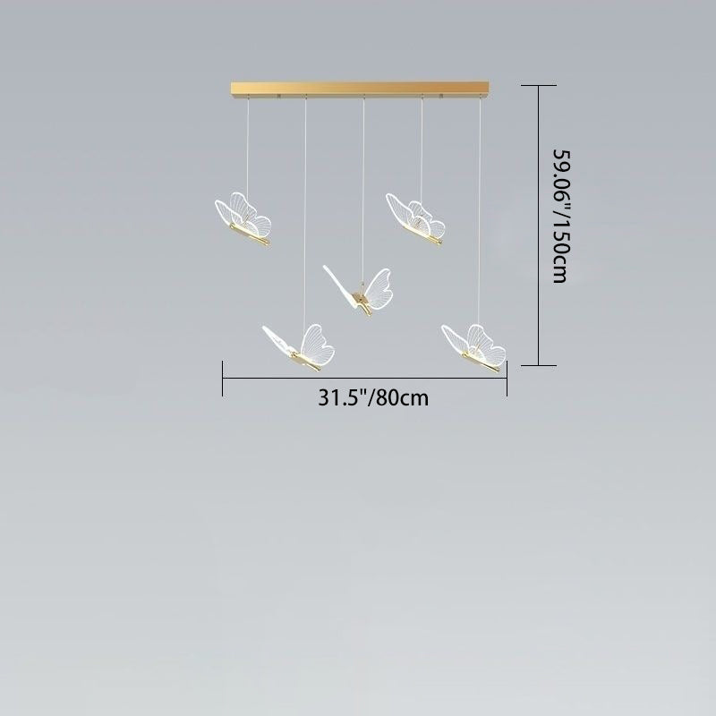 Modern Luxury Butterfly Iron Acrylic LED Chandelier For Living Room