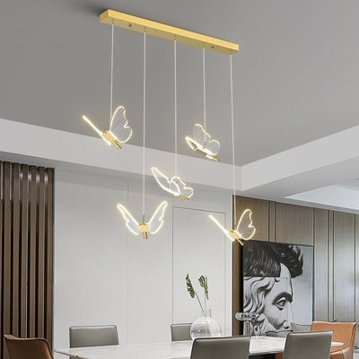 Modern Luxury Butterfly Iron Acrylic LED Chandelier For Living Room
