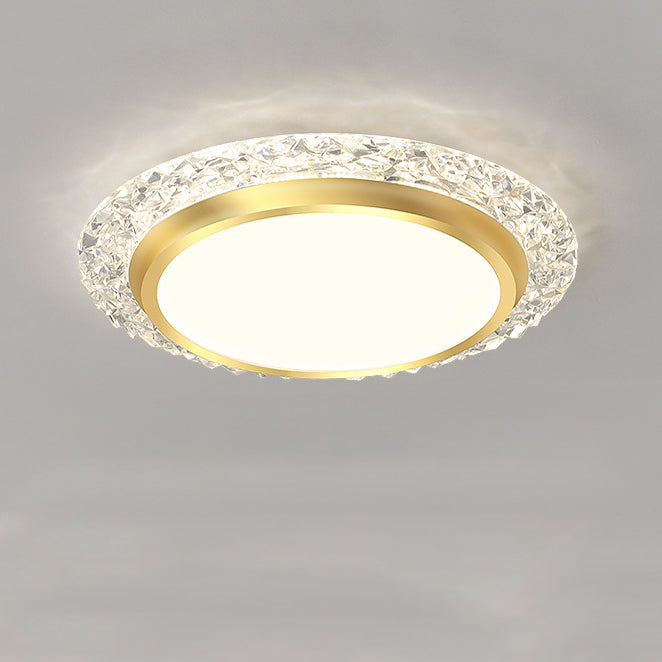 Modern Luxury Round Acrylic Aluminum Crystal LED Flush Mount Ceiling Light For Living Room