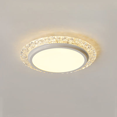 Modern Luxury Round Acrylic Aluminum Crystal LED Flush Mount Ceiling Light For Living Room