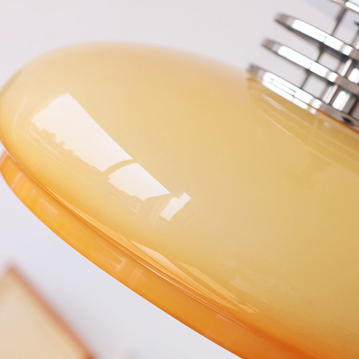 Traditionelle Vintage Pendelleuchte mit rundem Kopf und Glasschirm aus Eisen und PVC, 1-Licht für Wohnzimmer 