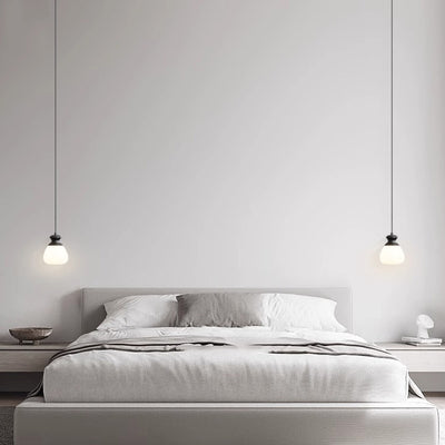 Zeitgenössische nordische Messing-Glasflasche Form 1-Licht Pendelleuchte für das Wohnzimmer 