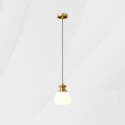 Zeitgenössische nordische Messing-Glasflasche Form 1-Licht Pendelleuchte für das Wohnzimmer 