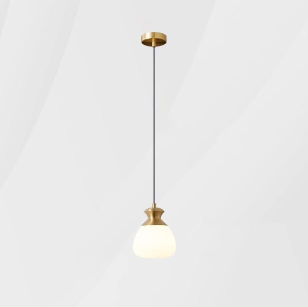 Zeitgenössische nordische Messing-Glasflasche Form 1-Licht Pendelleuchte für das Wohnzimmer 