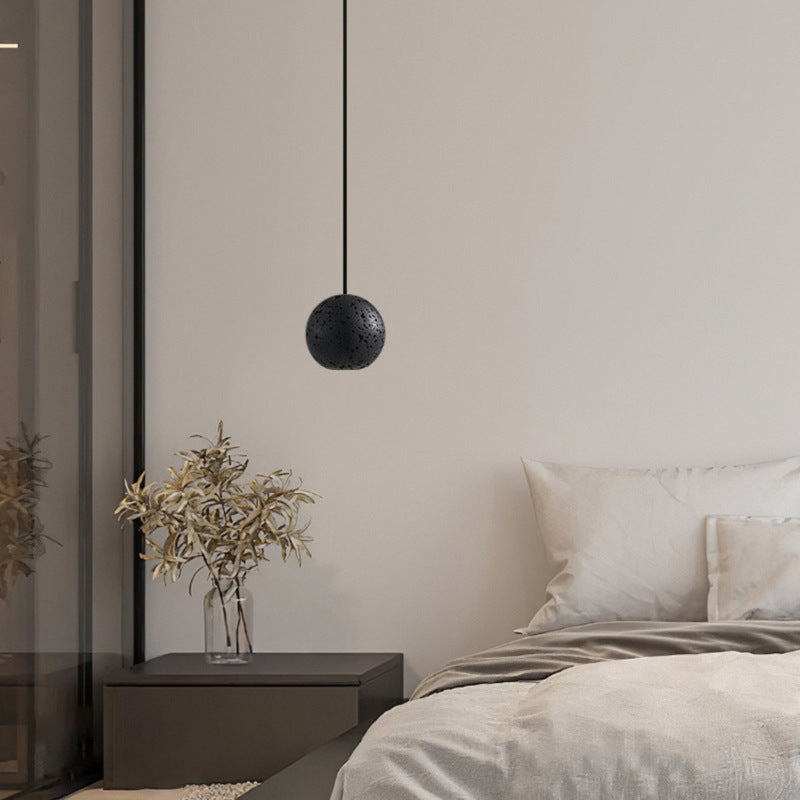Contemporary Nordic Copper Black Hole Stone Orb Shape 1-Light Pendant Light For Living Room