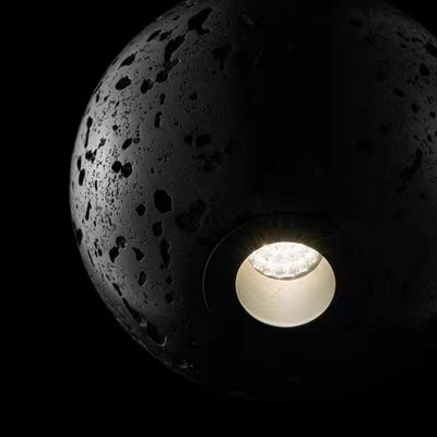 Contemporary Nordic Copper Black Hole Stone Orb Shape 1-Light Pendant Light For Living Room
