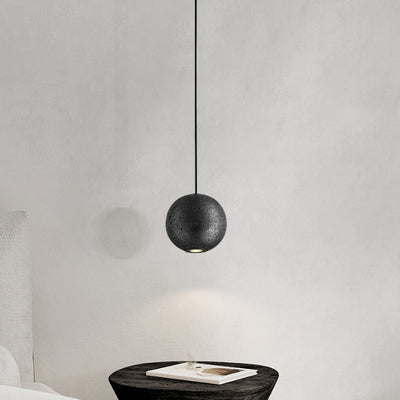 Contemporary Nordic Copper Black Hole Stone Orb Shape 1-Light Pendant Light For Living Room