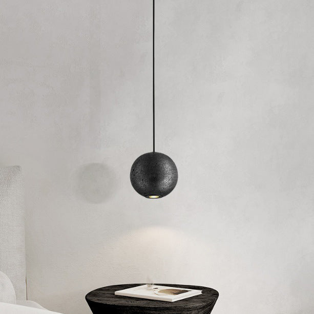 Contemporary Nordic Copper Black Hole Stone Orb Shape 1-Light Pendant Light For Living Room