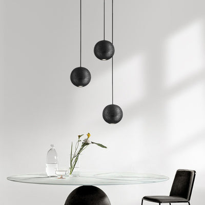Contemporary Nordic Copper Black Hole Stone Orb Shape 1-Light Pendant Light For Living Room