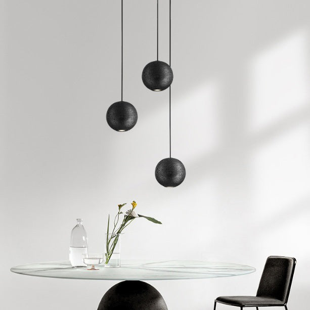 Contemporary Nordic Copper Black Hole Stone Orb Shape 1-Light Pendant Light For Living Room