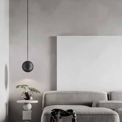 Contemporary Nordic Copper Black Hole Stone Orb Shape 1-Light Pendant Light For Living Room