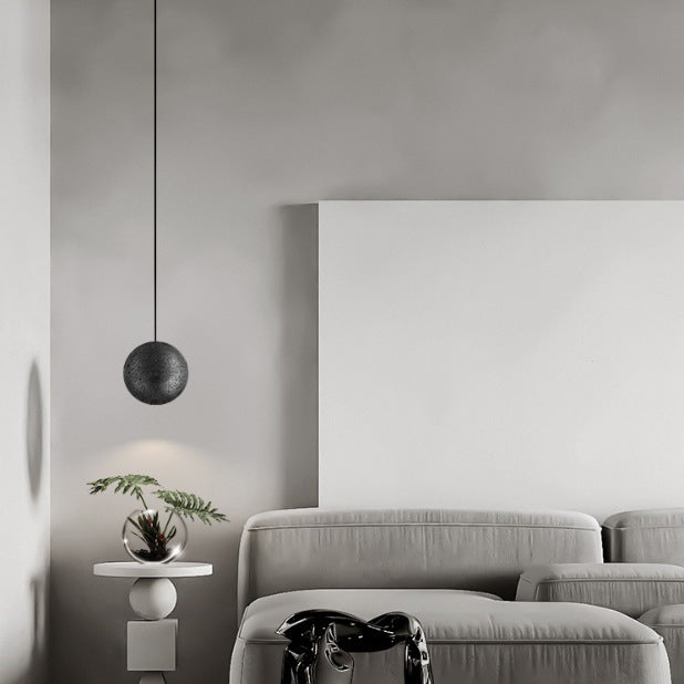 Contemporary Nordic Copper Black Hole Stone Orb Shape 1-Light Pendant Light For Living Room