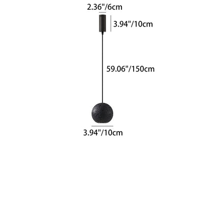 Contemporary Nordic Copper Black Hole Stone Orb Shape 1-Light Pendant Light For Living Room