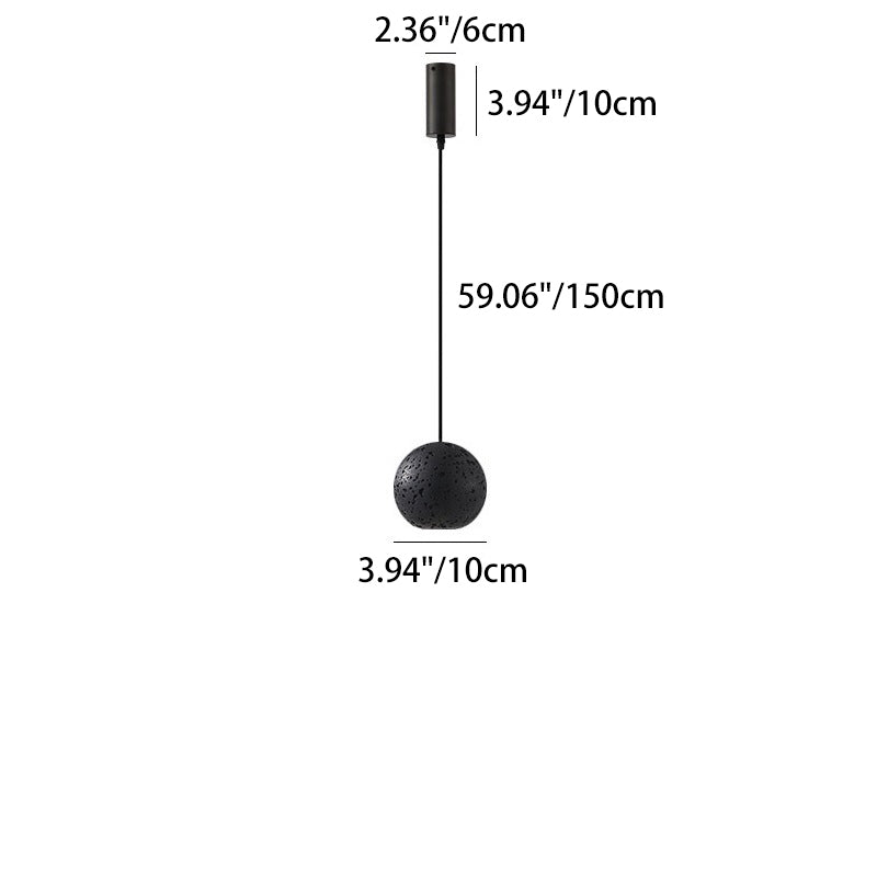 Contemporary Nordic Copper Black Hole Stone Orb Shape 1-Light Pendant Light For Living Room