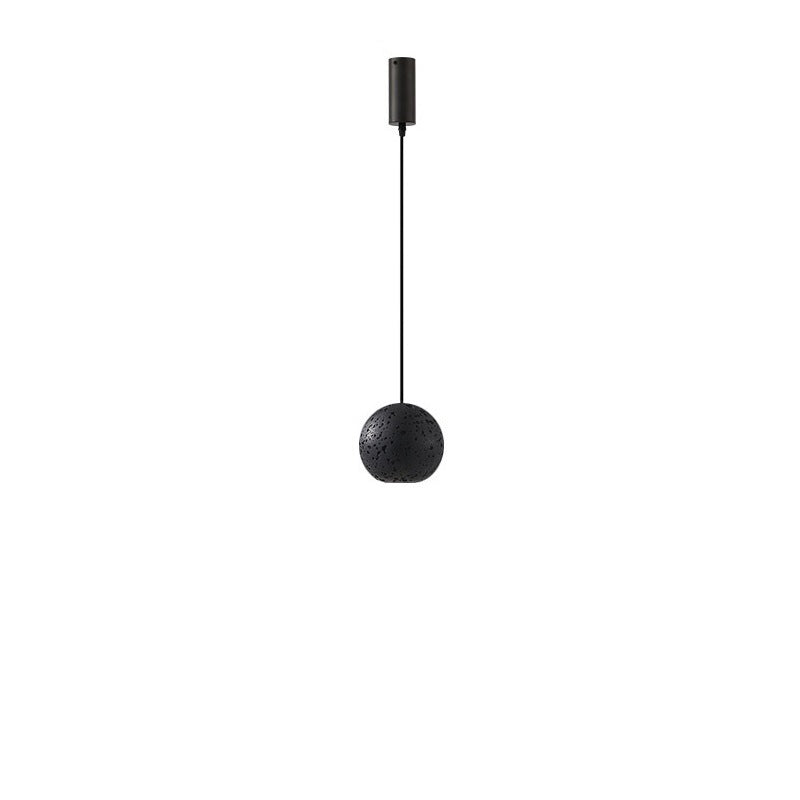 Contemporary Nordic Copper Black Hole Stone Orb Shape 1-Light Pendant Light For Living Room