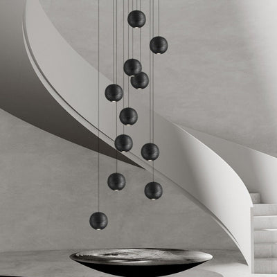 Contemporary Nordic Copper Black Hole Stone Orb Shape 1-Light Pendant Light For Living Room