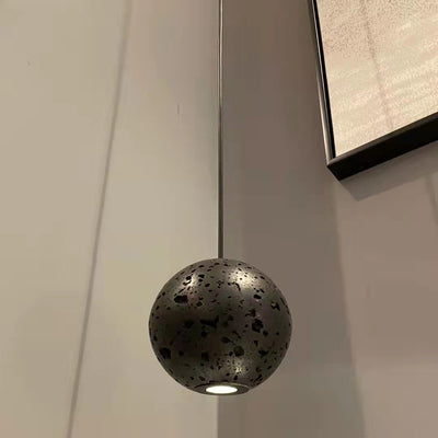Contemporary Nordic Copper Black Hole Stone Orb Shape 1-Light Pendant Light For Living Room