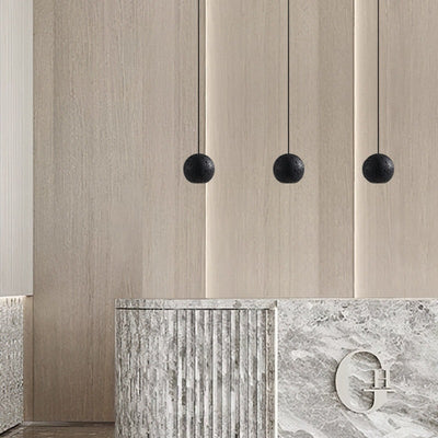 Contemporary Nordic Copper Black Hole Stone Orb Shape 1-Light Pendant Light For Living Room