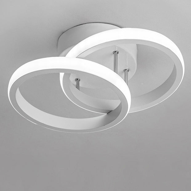 Contemporary Creative Double Square Round Iron Acrylic LED Semi-Flush Mount Ceiling Light For Bedroom