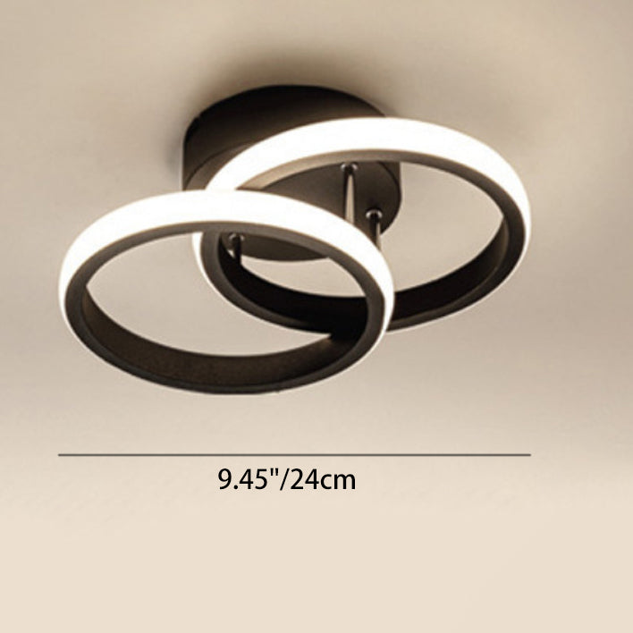 Contemporary Creative Double Square Round Iron Acrylic LED Semi-Flush Mount Ceiling Light For Bedroom