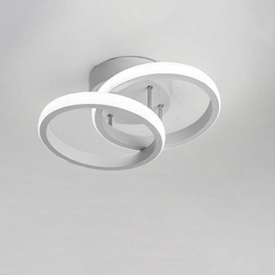 Contemporary Creative Double Square Round Iron Acrylic LED Semi-Flush Mount Ceiling Light For Bedroom