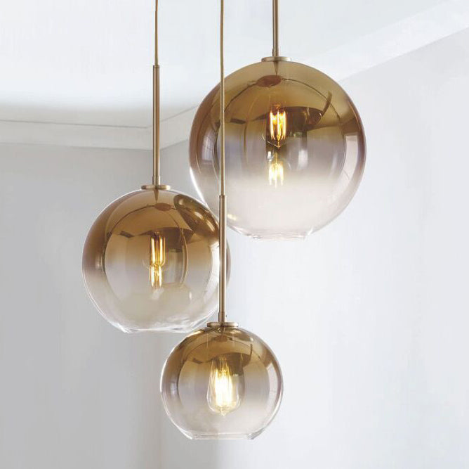 Modern Luxury Gradient Glass Globe Shade 1-Light Pendant Light For Dining Room