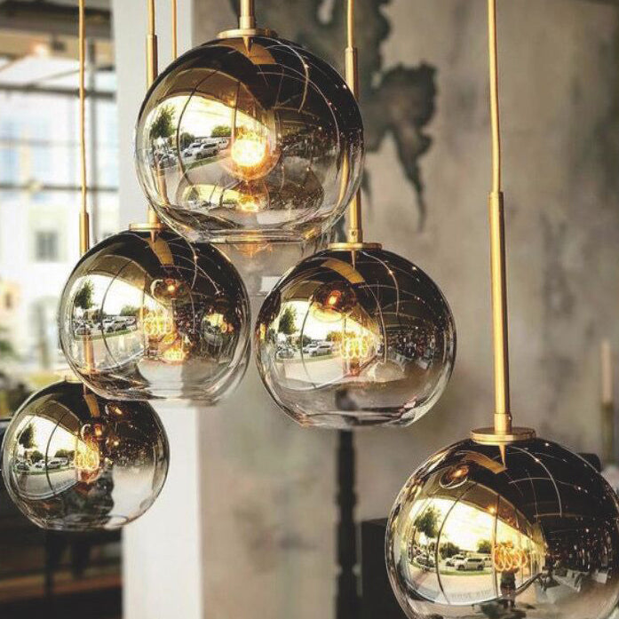 Modern Luxury Gradient Glass Globe Shade 1-Light Pendant Light For Dining Room
