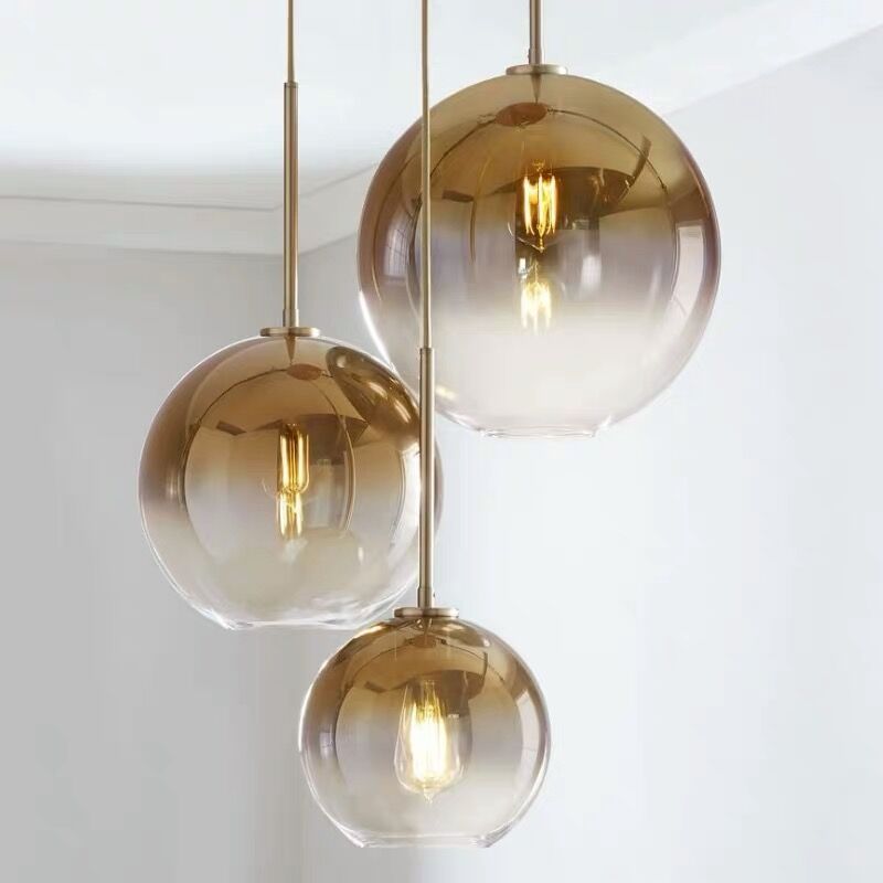 Modern Luxury Gradient Glass Globe Shade 1-Light Pendant Light For Dining Room