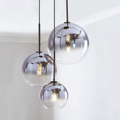 Modern Luxury Gradient Glass Globe Shade 1-Light Pendant Light For Dining Room