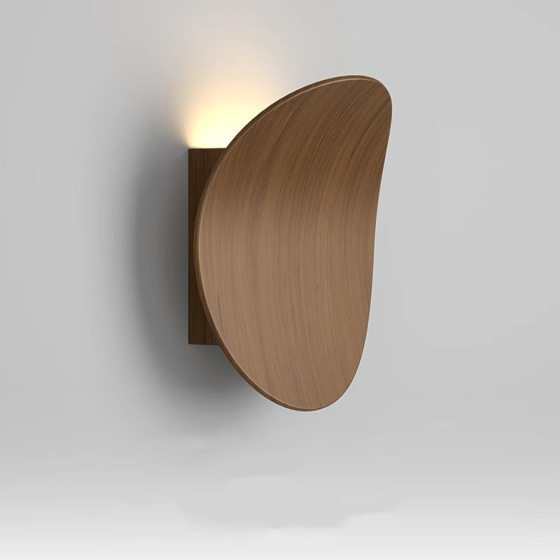 Modern Minimalist Wood Grain Curved Round Iron Aluminum LED Wall Sconce Lamp For Hallway