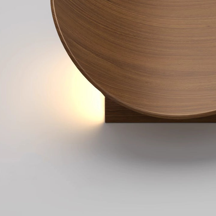 Modern Minimalist Wood Grain Curved Round Iron Aluminum LED Wall Sconce Lamp For Hallway