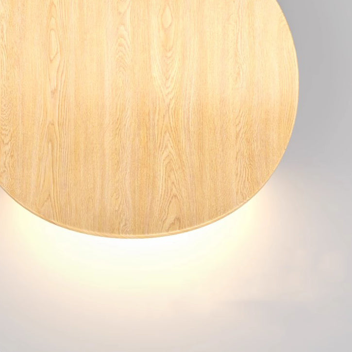 Modern Minimalist Wood Grain Curved Round Iron Aluminum LED Wall Sconce Lamp For Hallway