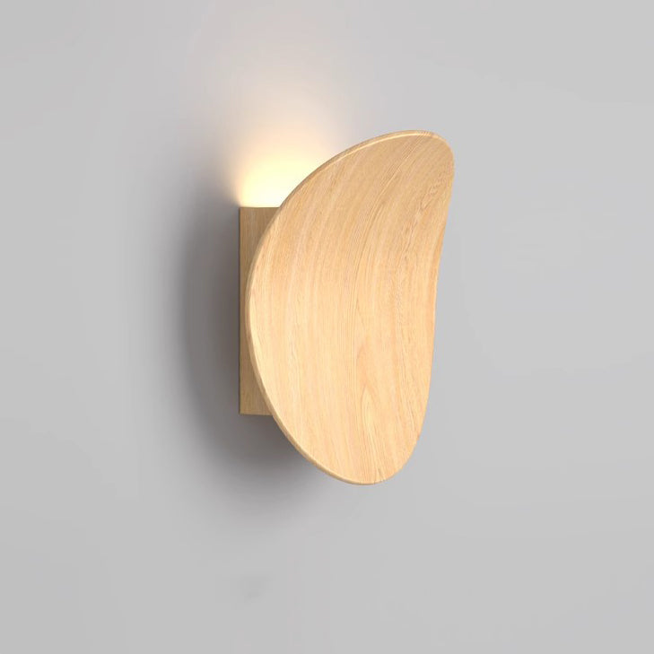 Modern Minimalist Wood Grain Curved Round Iron Aluminum LED Wall Sconce Lamp For Hallway