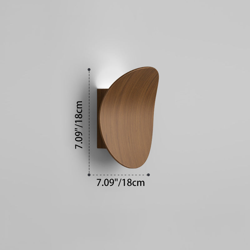 Moderne minimalistische Wandleuchte aus Holzmaserung, gebogenem rundem Eisen und Aluminium mit LED für den Flur 