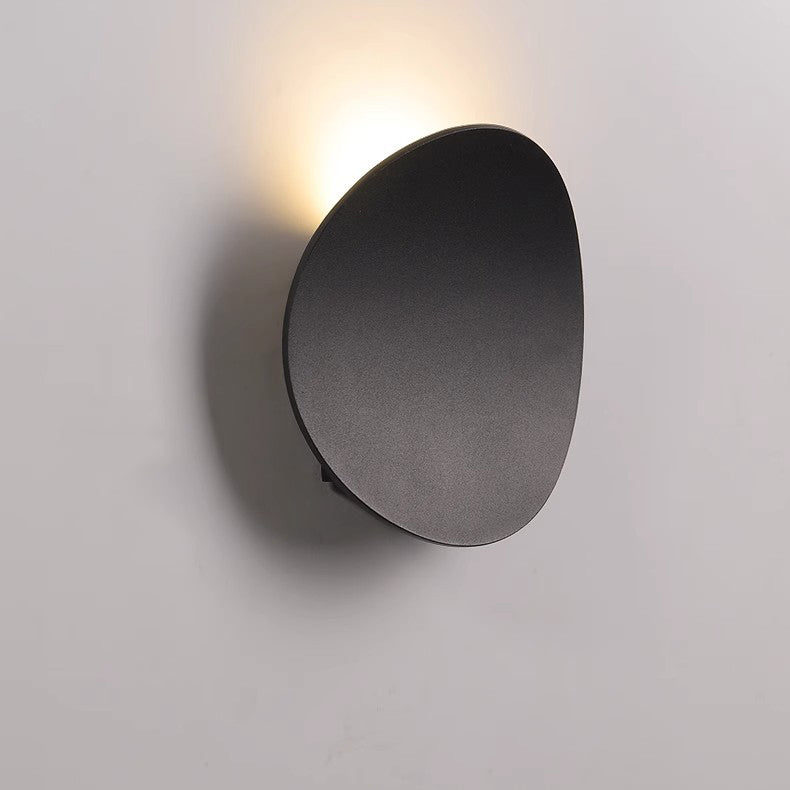 Modern Minimalist Wood Grain Curved Round Iron Aluminum LED Wall Sconce Lamp For Hallway
