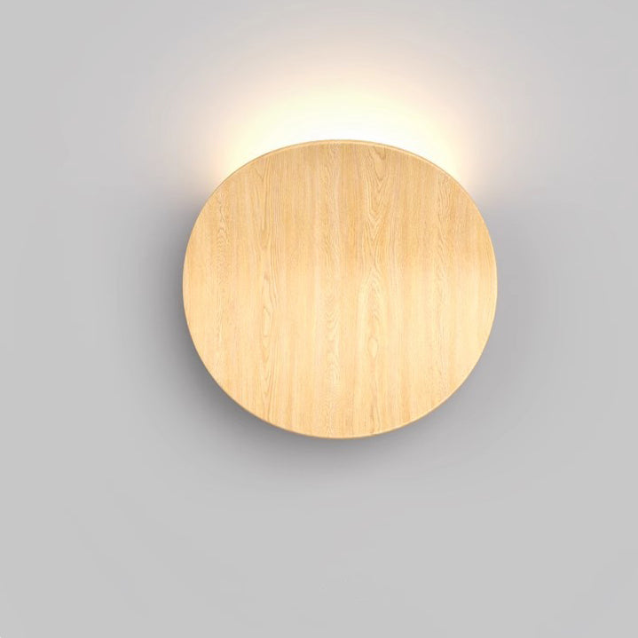 Modern Minimalist Wood Grain Curved Round Iron Aluminum LED Wall Sconce Lamp For Hallway